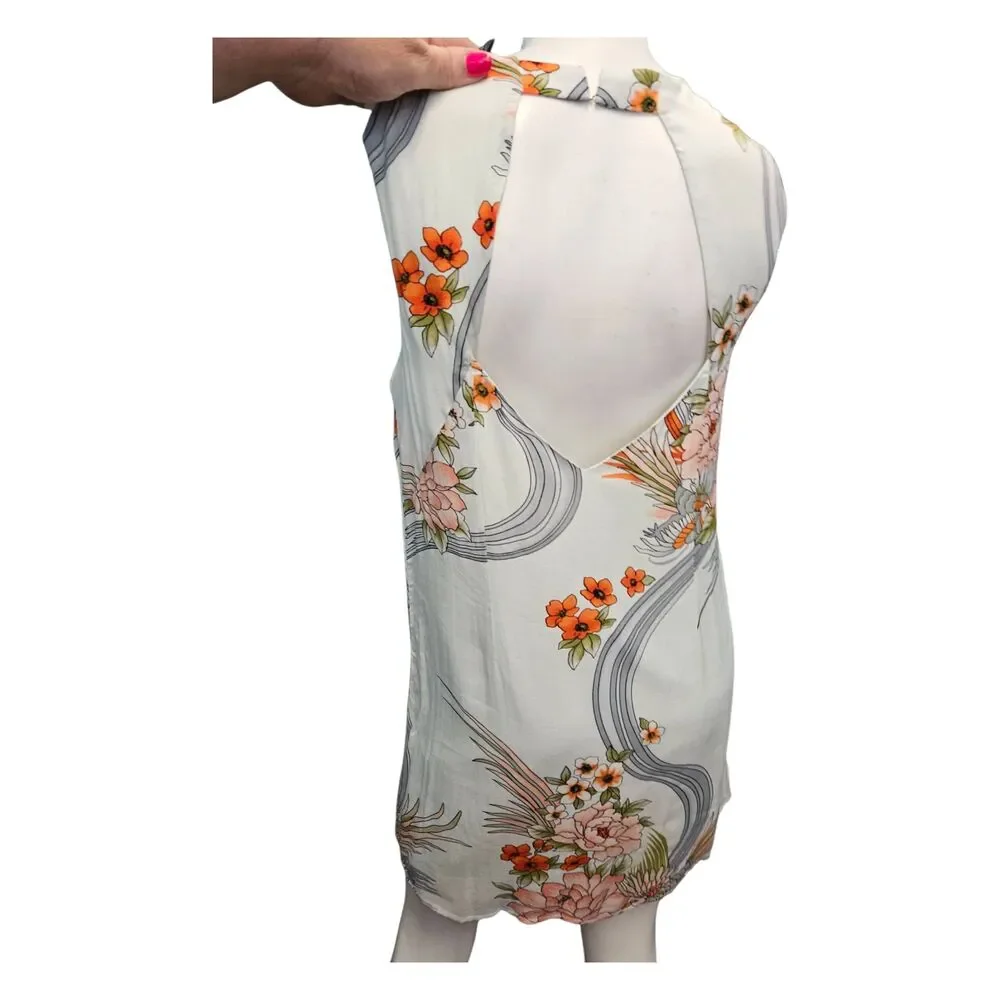 Forever 21 Blue Tropical Bird Sleeveless Summer Dress Womens Medium - Picture 5 of 8